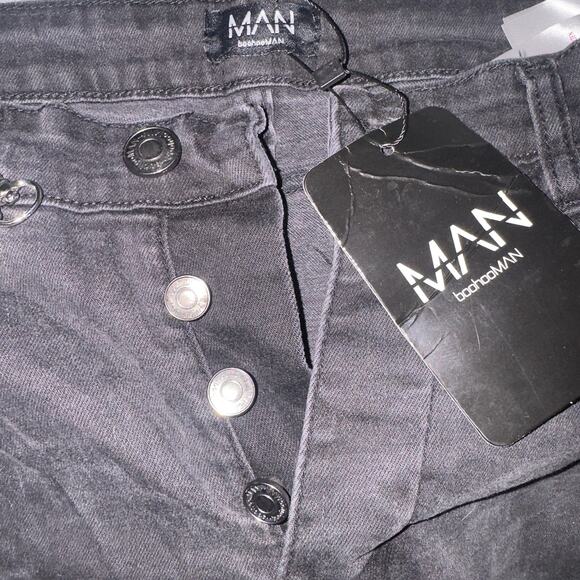 Boohooman Super Skinny Rip & Repair Biker Jeans men’s size 32R - Picture 7 of 9